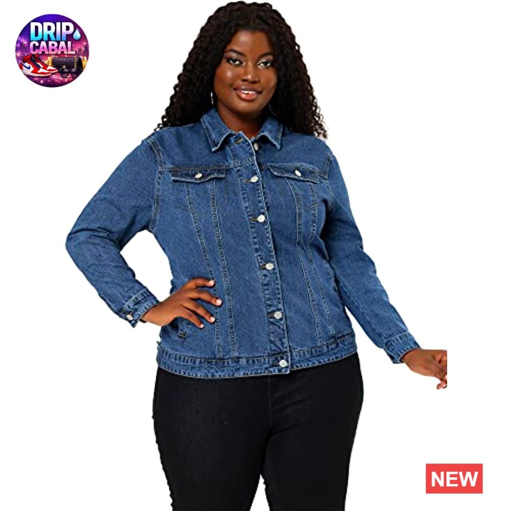 Plus Size Denim Jacket Button Front Western Stret… - image 4